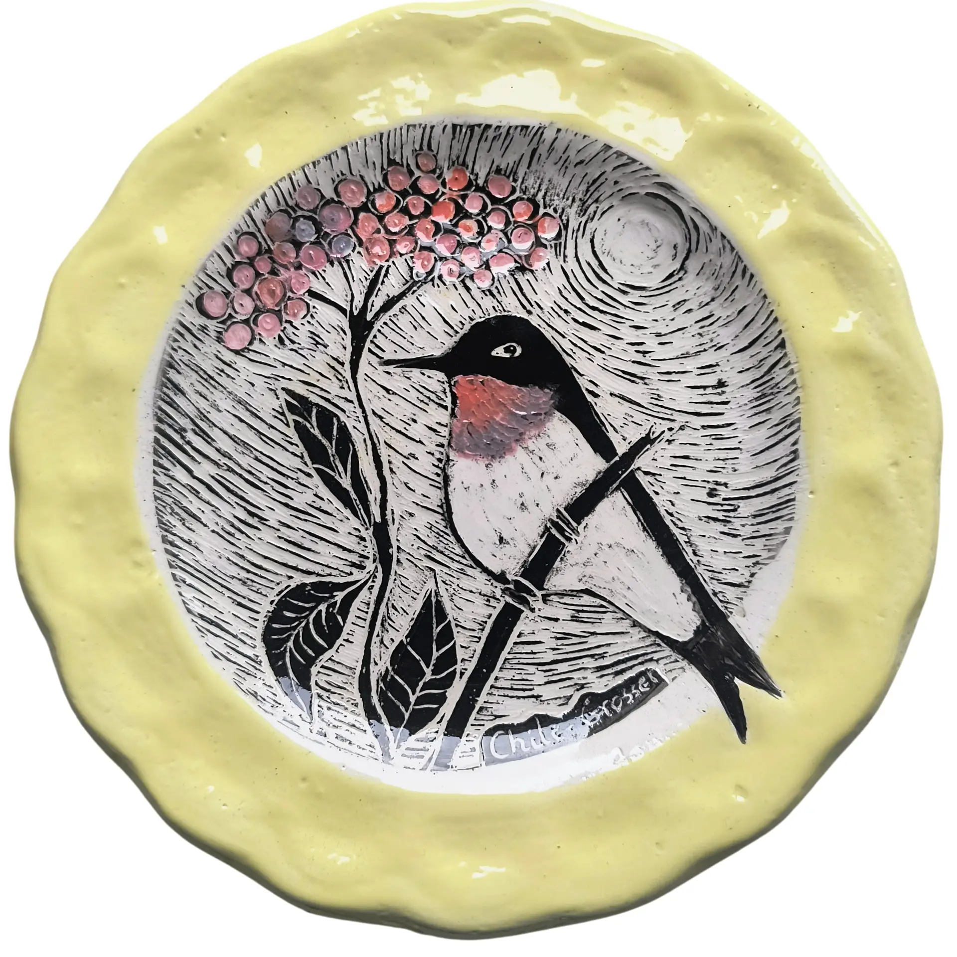 Plato decorativo - Colibrí de Arica - Tallado a mano