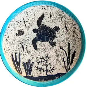 Plato con Tortuga Carey de Rapa Nui - Tallado a mano