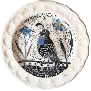 Plato decorativo -Codorniz Chilena - Tallado a mano